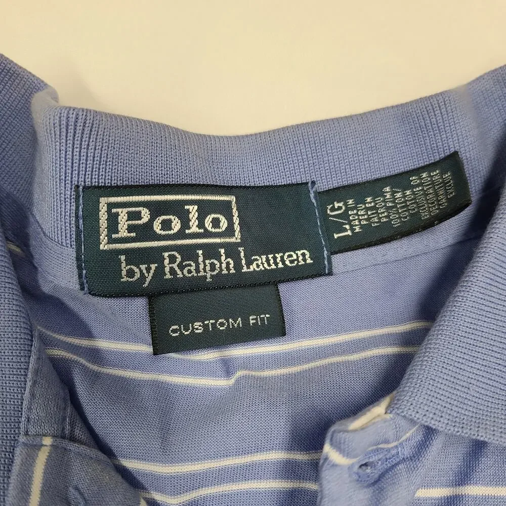 Polo by Ralph Lauren Men's Polo Shirt Light Blue Logo Pima Cotton Pony Logo L